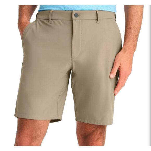 Johnnie O Cross Country Prep Performance Golf Shorts Light Khaki Men's 40 New - Picture 1 of 12